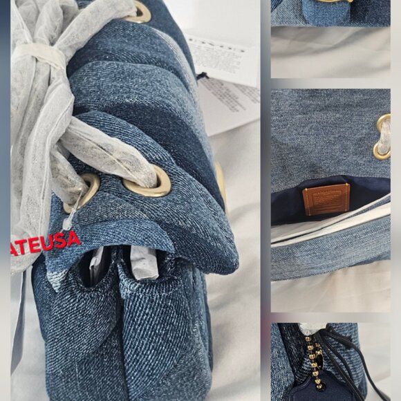 Coach Tabby Shoulder Bag 20 With Patchwork Quilting Denim CAM93 $495 NWT Packed - Picture 9 of 16
